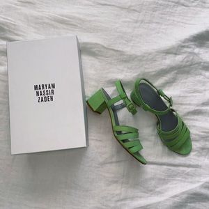 Maryam Nassir Zadeh Cactus Green Suede Palma Heels